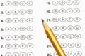 Test score sheet with answers and pencil Royalty Free Stock Photo