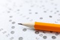 Test score sheet with answers and pencil Royalty Free Stock Photo