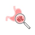 Test for stomach parasites symbol. Magnify glass. Royalty Free Stock Photo