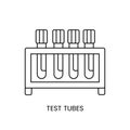 A test tube for blood sampling for analysis, a flask for laboratory studies of biomaterial, a line icon in a vector. Royalty Free Stock Photo