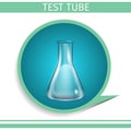 Test Tube Blue Circle Icon on White Background.