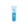 Test Tube with Blue Liquid Flat Icon - Science Laboratory Vector Royalty Free Stock Photo
