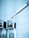 Test tube containing chemical liquid in laboratory, lab chemistry or science research concept.