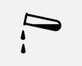 Test Tube Drip Icon Dripping Drop Droplets Liquid Substance Black White Icon Vector Royalty Free Stock Photo