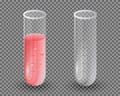 Test tube empty and with liquid isolated. Royalty Free Stock Photo