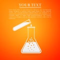 Test tube and flask - chemical laboratory test flat icon on orange background