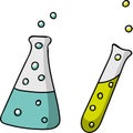 test tube and flask, chemical vessels, chemistry, science and medicine school subject symbol