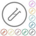 Test tube flat icons with outlines Royalty Free Stock Photo