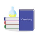 Chemical flask to test the reaction of experience with learning books Royalty Free Stock Photo
