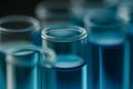 Test tube of glass overflows liquid solution potassium Royalty Free Stock Photo