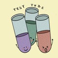 test tube in the laboratory (the character with hand-free drawing)