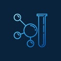 Test-tube and molecule blue line icon - vector chemical sign