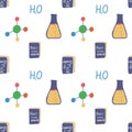 Test tube and molecule seamless pattern