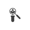 Test tube with plant and magnifying glass vector icon Royalty Free Stock Photo