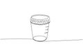 Test tube. Plastic Jar for analysis of urine, feces, sperm medical supplies, equipment one line art. Continuous line