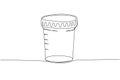 Test tube. Plastic Jar for analysis of urine, feces, sperm medical supplies, equipment one line art. Continuous line
