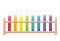 Test Tube Rack Rainbow Colored Chemical Liquid Substances