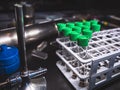 Test Tube in rack Science laboratory Equipment Research and development Medical Technology Royalty Free Stock Photo