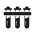 Test Tube Set in Lab Rack Silhouette Icon. Chemistry Research Beaker Symbol. Flask for Chemical Scientific Experiment Royalty Free Stock Photo