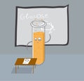 Test tube writes glucose formula on the blackboard