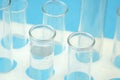 test tubes with blood sample in laborator Royalty Free Stock Photo