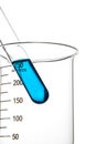 Test tubes blue liquid, Laboratory Glassware Royalty Free Stock Photo