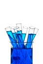 Test tubes blue liquid, Laboratory Glassware Royalty Free Stock Photo