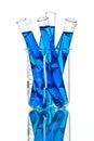 Test tubes blue liquid, Laboratory Glassware Royalty Free Stock Photo