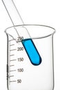 Test tubes blue liquid, Laboratory Glassware Royalty Free Stock Photo