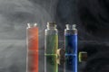 Test tubes with colored liquids in a research laboratory Royalty Free Stock Photo