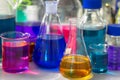 Test tubes with colorful chemicals Royalty Free Stock Photo