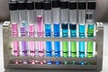 Test tubes with colorful chemicals