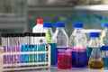 Test tubes with colorful chemicals Royalty Free Stock Photo
