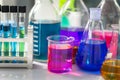 Test tubes with colorful chemicals Royalty Free Stock Photo