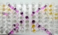 Test tubes with colorful liquid specimens Royalty Free Stock Photo