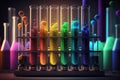 test tubes colorful scientific glass flasks Generative AI