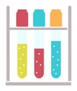 Test tubes filled colorful liquids bubbles science experiment laboratory rack. Chemistry lab Royalty Free Stock Photo