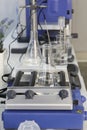 Test tubes and flasks - laboratory glassware. Chemical laboratory equipment