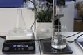 Test tubes and flasks - laboratory glassware. Chemical laboratory equipment
