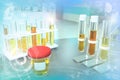 Urine sample test for ph or amorphous urates - test tubes in modern medical college facility, medical 3D illustration