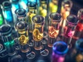 Test tubes in the science lab. Development of new chemicals. Royalty Free Stock Photo