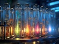 Test tubes in the science lab. Development of new chemicals. Royalty Free Stock Photo