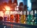Test tubes in the science lab. Development of new chemicals. Royalty Free Stock Photo