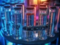 Test tubes in the science lab. Development of new chemicals. Royalty Free Stock Photo