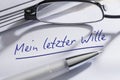 German Last Will And Testament Royalty Free Stock Photo