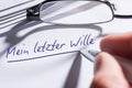 Last Will And Testament Written In German Royalty Free Stock Photo