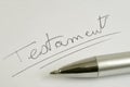 Testament written with a pen on a white sheet close-up Royalty Free Stock Photo