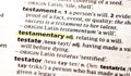 testamentary, close up photo of the word testamentary Royalty Free Stock Photo