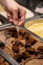 Tester for chocolate brownie ice cream Royalty Free Stock Photo