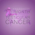 Testicular Cancer Awareness Calligraphy Poster Design. Realistic Orchid Ribbon. April is Cancer Awareness Month. Vector